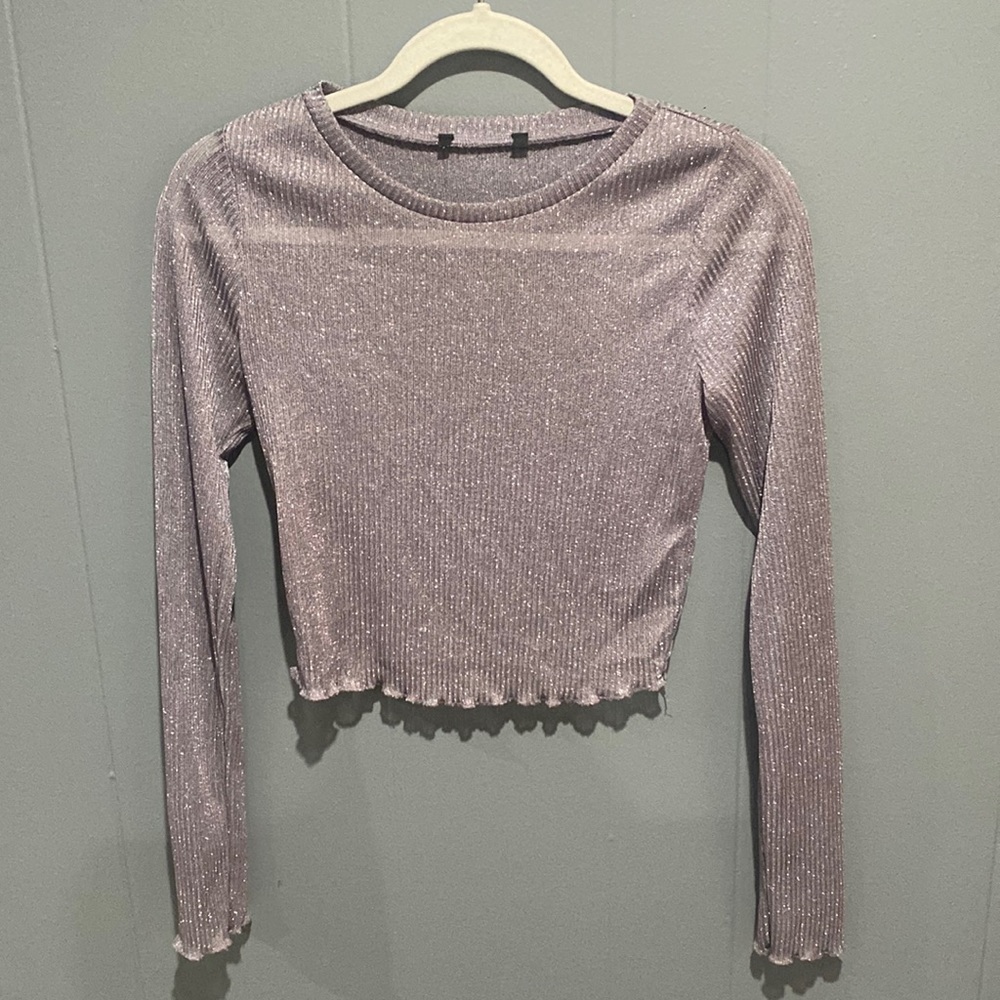 Y2K lavender/grey sparkly mesh long sleeve